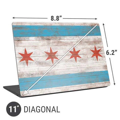 Chicago Flag Dark Wood Universal Laptop 11in (8.8 x 6.2in) Skin